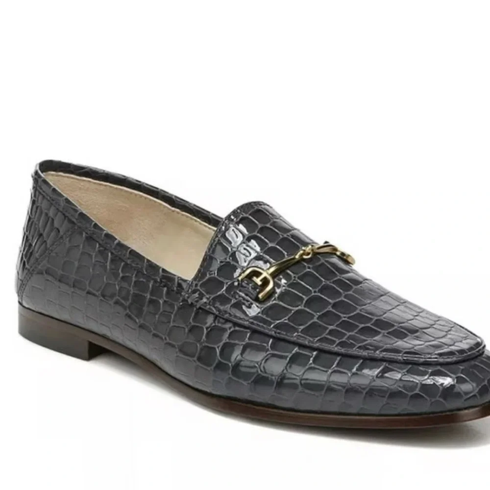 SAM EDELMAN Lorraine Loafer with Bit Hardware Croc‎ embossed size 8